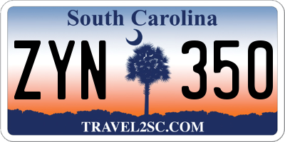 SC license plate ZYN350