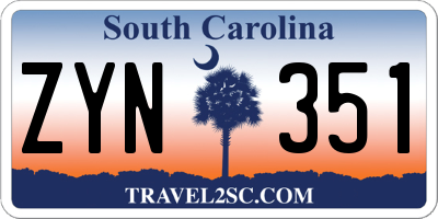 SC license plate ZYN351