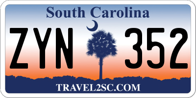 SC license plate ZYN352