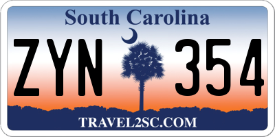 SC license plate ZYN354