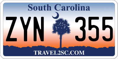SC license plate ZYN355