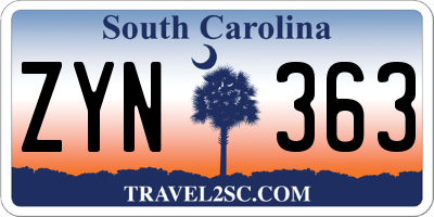 SC license plate ZYN363
