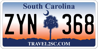 SC license plate ZYN368