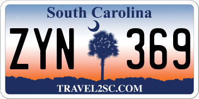 SC license plate ZYN369