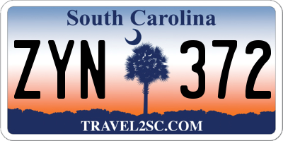 SC license plate ZYN372