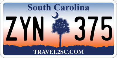 SC license plate ZYN375