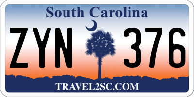 SC license plate ZYN376
