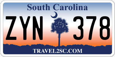 SC license plate ZYN378