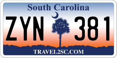 SC license plate ZYN381