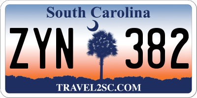 SC license plate ZYN382