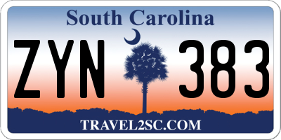 SC license plate ZYN383