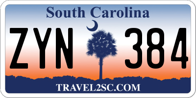 SC license plate ZYN384