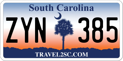 SC license plate ZYN385