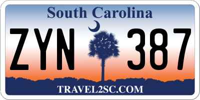 SC license plate ZYN387