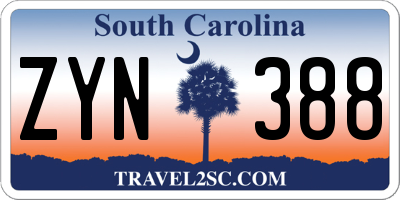 SC license plate ZYN388