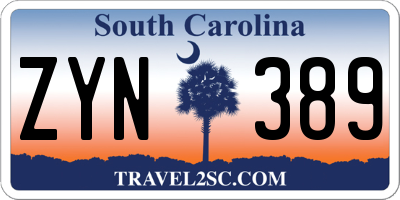 SC license plate ZYN389