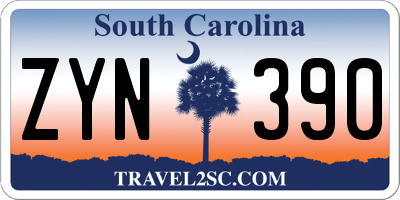 SC license plate ZYN390