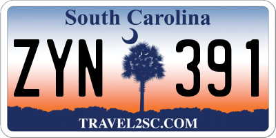 SC license plate ZYN391