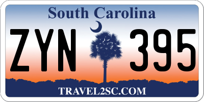 SC license plate ZYN395