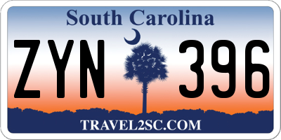 SC license plate ZYN396