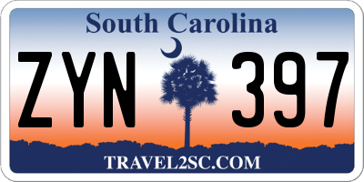 SC license plate ZYN397