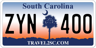 SC license plate ZYN400