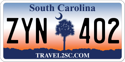 SC license plate ZYN402
