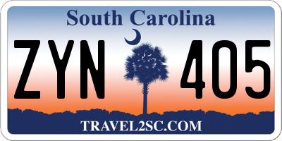 SC license plate ZYN405