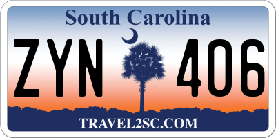 SC license plate ZYN406