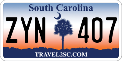 SC license plate ZYN407