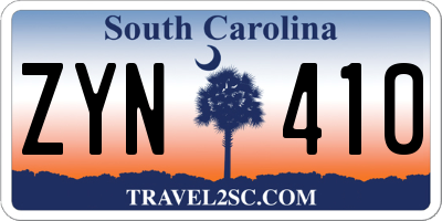 SC license plate ZYN410