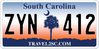 SC license plate ZYN412