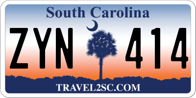 SC license plate ZYN414