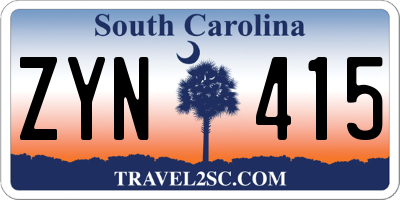 SC license plate ZYN415