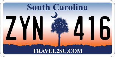 SC license plate ZYN416