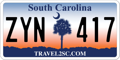 SC license plate ZYN417