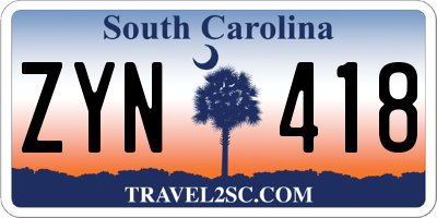 SC license plate ZYN418