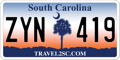 SC license plate ZYN419