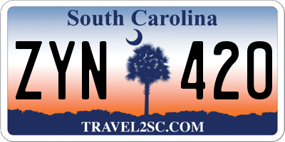 SC license plate ZYN420