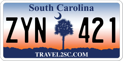 SC license plate ZYN421