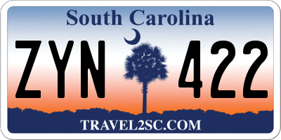 SC license plate ZYN422