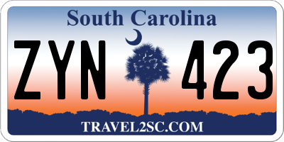 SC license plate ZYN423