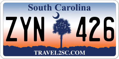 SC license plate ZYN426