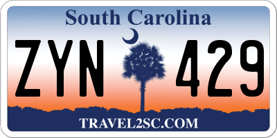 SC license plate ZYN429