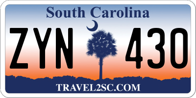 SC license plate ZYN430