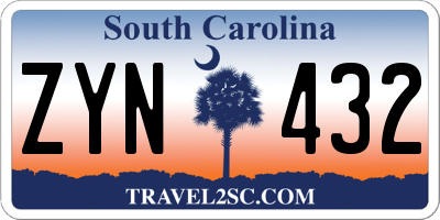 SC license plate ZYN432