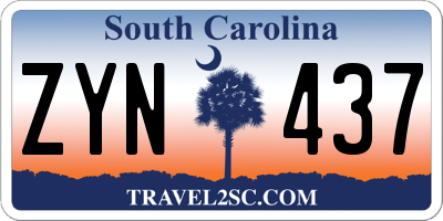 SC license plate ZYN437