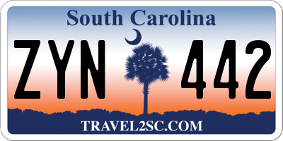 SC license plate ZYN442