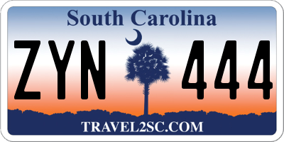 SC license plate ZYN444
