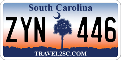 SC license plate ZYN446